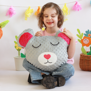Miś/ misiu haft, minky - duża poduszka personalizowana Dzień Dziecka / Urodziny/ Imieniny