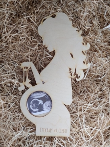 Ramka, sklejka, personalizacja, mama na zdjęcie usg