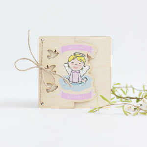 Pamiątka/ Kartka personalizowana kolorowy nadruk chłopiec/ dziewczynka - Chrzest Święty