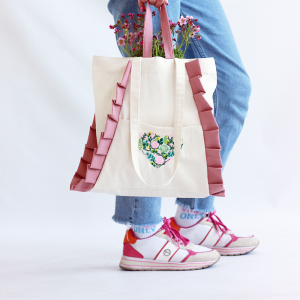 Torba bawełna surowa haft/ serce - prezent urodziny/ imieniny/ Dzień Mamy/ Matki