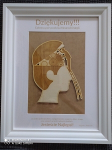 Podziękowanie w ramie  dla Lekarza, Położnej, Szpitala Neurochirurgii - personalizacja, grawer, duża rama