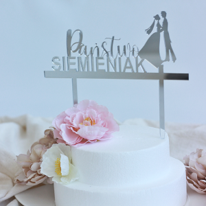 Topper na tort, personalizacja, lustro, dekoracja torta - Ślub/ Wesele