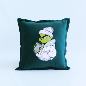 Poduszka świąteczna/ haftowana/ haft Grinch - dekoracja, prezent Święta Bożego Narodzenia