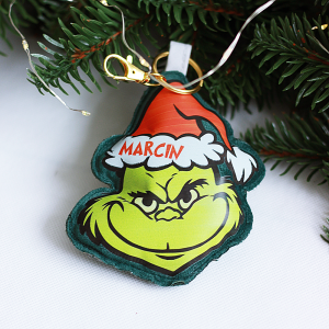 Brelok świąteczny do kluczy/ brelok nadruk Grinch/ personalizacja - prezent, upominek Mikołajki/ Święta Bożego Narodzenia