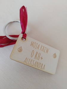 Brelok z grupą krwi