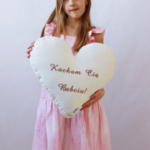 Poduszka serce z haftem Kocham Cię Babciu, Dziadku - wyjątkowy prezent Dzień Babci i Dziadka 