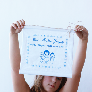 Makatka/ makata/ haftowana/ haft/ skład rodziny - wyjątkowy prezent Dzień Babci i Dziadka