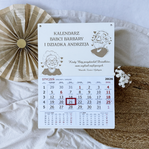 Kalendarz ścienny/ grawer/ babcia, dziadek, personalizacja - wyjątkowy prezent Dzień Babci i Dziadka