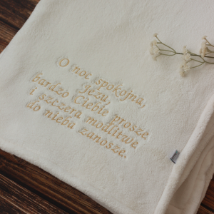 Koc z haftem/ koc prezent na Komunię/ koc z dowolnym haftem - wyjątkowy prezent I Komunia Święta