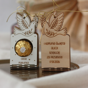 Podziękowanie dla gości/ winetka/ Ferrero Rocher/ gołąbek - I Komunia Święta