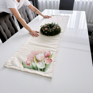 Bieżnik na stół/ bieżnik wiosenny/ bieżnik tulipany, surówka bawełniana