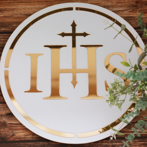Dekoracja koło/ IHS/ lustro - dekoracja ścianki I Komunia Święta