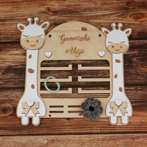 Organizer dla dziewczynki, organizer na gumki, żyrafa, imię, grawer - prezent, urodziny, dziewczynka