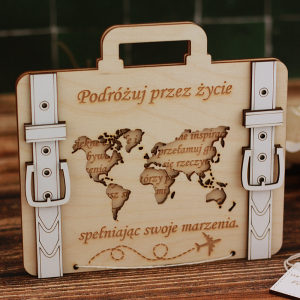 Kartka urodzinowa, prezent na gotówkę, pieniądze, walizka 18 20 30 40 50 60 urodziny