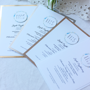 Zaproszenie komunijne/ papier/ złoto/ srebro/ eco/ białe personalizacja - I Komunia Święta