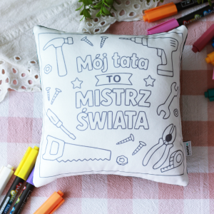 Poduszka  na Dzień Taty/ poduszka kolorowanka/ zestaw kreatywny dla dzieci - prezent na Dzień Taty