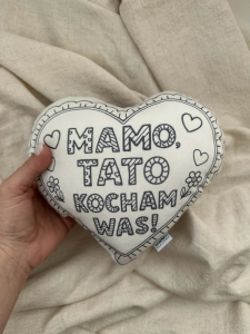 Poduszka serce na Dzień Mamy, Matki, Dzień Taty, Ojca/ poduszka kolorowanka/ zestaw kreatywny dla dzieci - prezent na Dzień Mamy, Dzień Taty