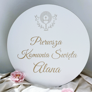 Dekoracja komunijna/ koło/ personalizacja/ grawer - dekoracja Pierwsza Komunia Święta