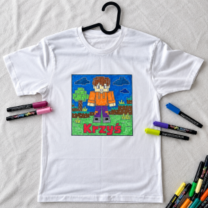 Koszulka do pokolorowania Minecraft - kreatywna kolorowanka na ubraniu / Dzień Chłopaka / Koszulka dziecięca 