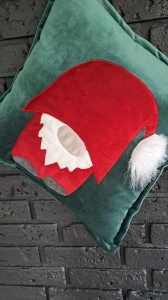 Poduszka welur/ aplikacja Mikołaj - dekoracja Święta Bożego Narodzenia 