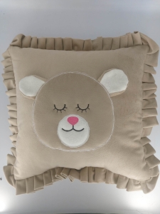 Poduszka welur, haftowana miś/ misiu - prezent, dziecko, roczek