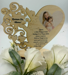 Serce ze zdjęciem sklejka, personalizowane - wyjątkowy prezent Dzień mamy/ Matki