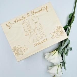 Drewniana skrzynka/ niezbędnik/ kufer/ personalizacja/ grawer - wyjątkowy prezent Ślub/ Wesele 