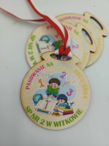 Medal/ kolorowy nadruk/ pasowanie przedszkolaka/ ucznia/ pierwszoklasisty - uczeń/ przedszkole/ żłobek