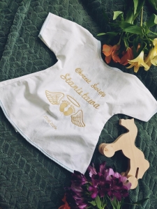 Szatka do Chrztu haftowana, personalizowana, bawełniana - Chrzest Święty