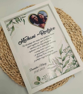 Podziękowanie dla rodziców, biała ramka A4, personalizacja, ze zdjęciem - wyjątkowe podziękowanie Ślub/ Wesele