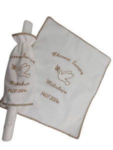 Szatka/ profitka na świecę haftowana, personalizowana - Chrzest Święty