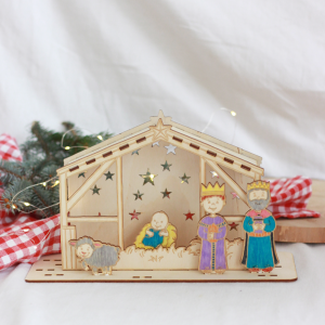 Szopka świąteczna składana dla dzieci, zestaw kreatywny do pokolorowania - Święta Bożego Narodzenia / Mikołajki