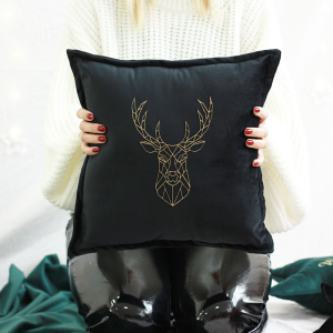 Poduszka haftowana/ haft/ jeleń/ geometryczny - poduszka świąteczna/ Święta Bożego Narodzenia