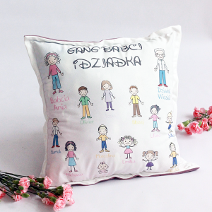 Poduszka nadruk/ personalizacja/ skład wnuków/ Gang Babci i Dziadka - poduszka prezent Dzień Babci i Dziadka