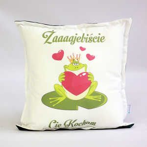 Poduszka nadruk żaba, napis Żajebiście Cię Kocham - prezent Walentynki 