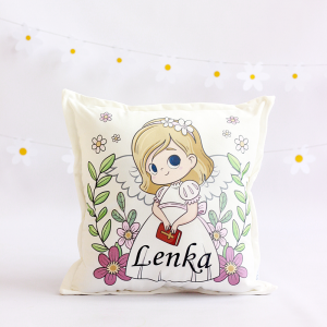 I Komunia Święta - poduszka personalizowana z aniołem 