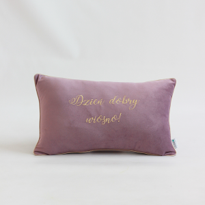Poduszka wałek z haftem - Dzień Dobry wiosno