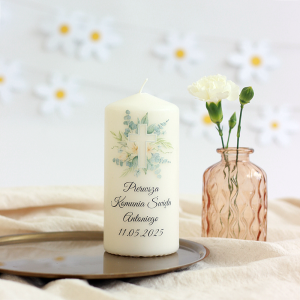 I Komunia Święta - personalizowana świeca dekoracyjna na stół 