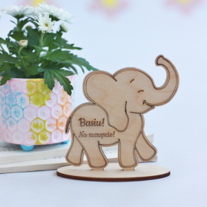 Słonik/ słoń na szczęście sklejka do postawienia - upominek powodzenia na maturze/ matura/ zakończenie roku szkolnego