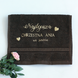 Ręcznik z haftem - podziękowanie dla Matki/ Ojca Chrzestnego I Komunia Święta/ Chrzest 